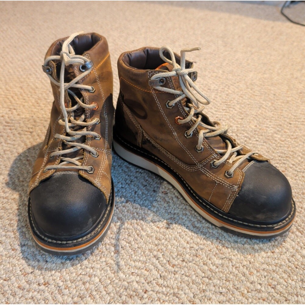 Timberland Pro Gridworks 6” Alloy Safety Toe Boot Mens 9W Brown Lace Up Workwear